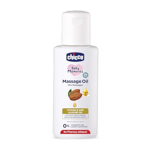 Image of Chicco Baby Moments Massage Oil, New Advanced Non-sticky & Moisturizing Formula with Natural Ingredients to Prevent Dryness, Suitable for Baby's Skin, Hair & Scalp, No Phenoxyethanol & Parabens (100ml)