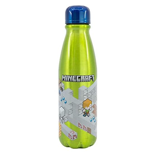 Botella de agua reutilizable de aluminio infantil de 600 ml de Minecraft