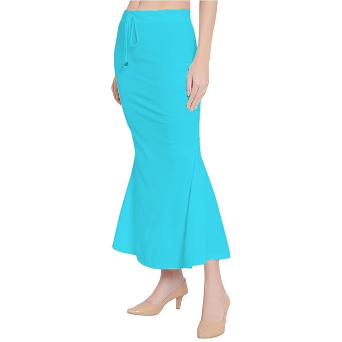 Image of Saree Shapewear Petticoat for Women Cotton Blended Lycra Shaper Petticoat with Elastic & Lace (Drawstring) Long Under Skirt Fishcut Wrinkle Free Shapewear