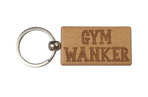 Decalarama Gym Keyring Gift - Gym Wanker - Cute Engraved Wooden Motorhome Key Fob Fun Novelty Nice Custom Present