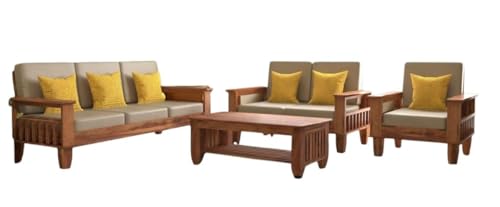 Image of Sheesham Wood 6 Seater Sofa Sets for Living Room Wooden 6 Person Sofa Set Without Coffee Table | Sofas Six Seater for Office (DIY - Customer Self Assmebly) (3+2+1, Natural Honey)