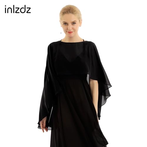 Women's Sheer Cape Wrap Chiffon Bridesmaid Wedding Bridal Shawl Shrug for Evening Party Dress Cover Up2