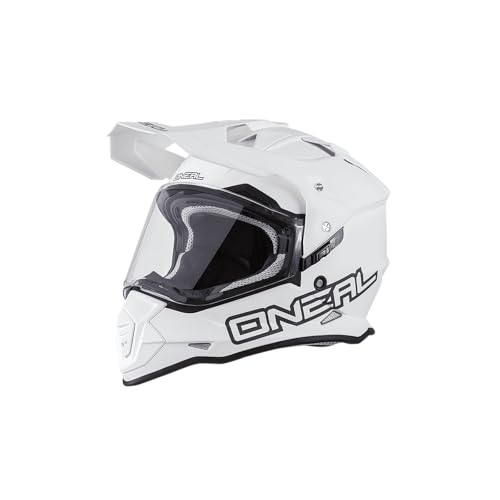 Casco da moto Enduro Motorcycle Aperture di ventilazione per il massimo flusso daria e raffreddamento calotta in ABS Sierra Helmet FLAT V.23 Adulto Bianco Taglia S