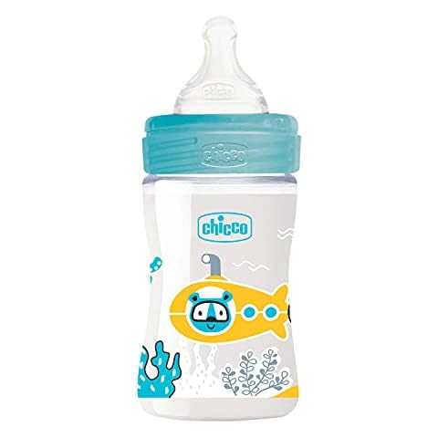 Chicco WELL-BEING Biberón Anticólicos de Flujo Lento con Tetina Physio de Silicona Suave y Acabado Soft Sense Cover