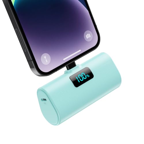 Mini Batterie Externe pour iPhone, 5200mAh Power Bank 20W PD Charge Rapide Chargeur Externe avec Écran LCD, Petit Batterie Portable Compatible avec iPohone...