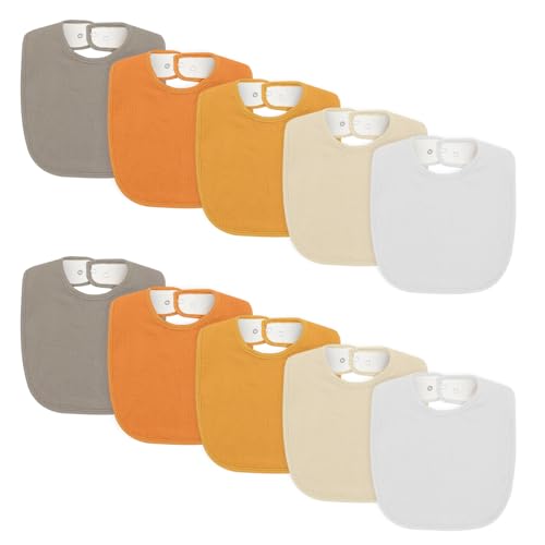 Image of JEYUEHZH 10 Pack Unisex Baby Bibs - 5 Solid Colors Muslin Bibs for Drooling & Teething