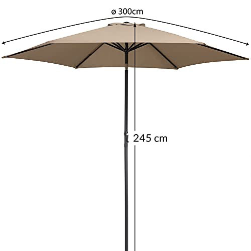 Kingsleeve Parasol 300 cm groot taupe UV-bescherming 50+ kantelbaar waterafstotend 3m tuin terras balkon marktscherm - Afbeelding 8