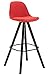 Tabouret De Bar Scandinave Franklin En Tissu I Chaise De bar Rembourrée Et Confortable Avec Dossier I Repose-pieds Intégré, Couleur:rouge, Couleur du cadre:cappuccino