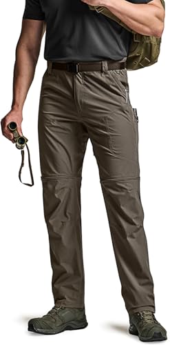 Image of CQR Men's Convertible Cargo Tactical Pants, Water Resistant Outdoor Hiking Pants, Zip Off Lightweight Stretch Work Pants