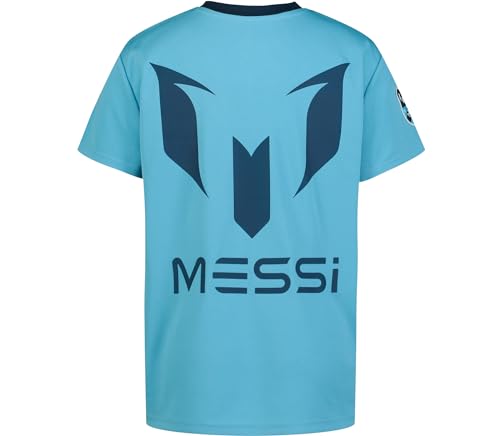 Image of Messi Boys' Lifestyle Short Sleeve Top, Loose-fit V-Neck Shirt with Logo, Comfortable