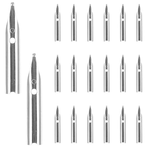 SHINEOFI 20Pcs Silver Fountain Pen Nibs Replacement, Medium Fine Extra Fine Calligraphy Nibs for Writing, Compact Cylinder Packaging for Easy Carrying