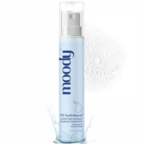 Image of Moody 7D Hydro Burst Hydrating Face Mist & Essence Toner with Hyaluronic & Vitamin B5 for Hydrated, Glowing & Plumped Skin | Alcohol-Free Toner for Soothing & Pore Tightening | 72 Hour Hydration, 10ml