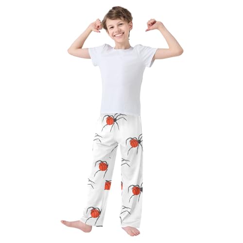 Black Spider Boys Pants Boys Athletic Pants Long Pant for Boywith Pockets Wide-Leg Size 6-14Y3