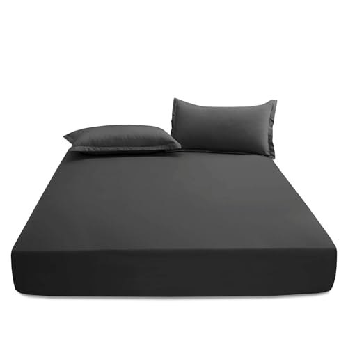 Ev Dekor Fitted Sheet Super King, Charcoal, Deep Pocket Bedsheet 10inch (25 cm), Soft Brushed Microfiber Fabric
