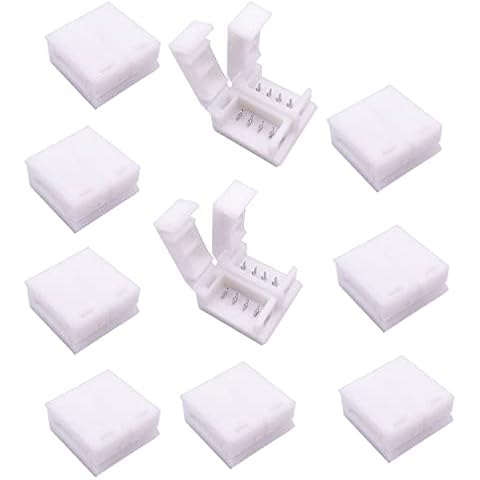 TronicsPros 10pcs 4 Pin Solderless Waterproof LED Strip to Strip Connector RGB Flex LED Ribbon LED Rope LED Tape Light Gapless Adapter for 10mm Wide Waterproof SMD 5050 RGB Flexible LED Strip Light Cover