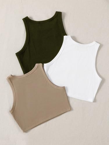 Image of Tops for Women Crop Top for Women's Tank Activewear Tee Sports Western Casual Cotton Camisole Pack of 3 Combo