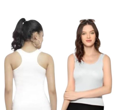 Cotton Solid Women's Regular Fit Y Neck Pack of 2 Tank Top Comfortable, Breathable, Lightweight, Skin Friendly-image-38