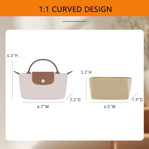 Image of 2Sets Purse Strap and Organizer Compaitible with Longchamp Lepliage Mini Bags, Felt Lightweight Small Bag Organizer Insert, Anti-Slip Adjustable Punch-Free Purse Straps Replacement Crossbody