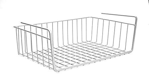 Image of Styleys Metal Under Shelf Basket Wire Rack for Extra Cabinet Storage 13.5-inch (13.5 Inch 1 Pcs White) - S11027A, Hanging Shelves