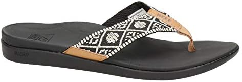 Reef Women's Ortho Woven Sandal, Black/White, 10 | Image 1