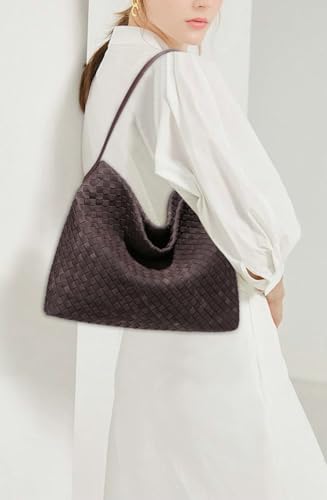Slouchy Suede Woven Hobo Bags Women Trendy Suede Purse Crossbody Crescent Shoulder Satchel Bag Top Handle Tote Handbag2