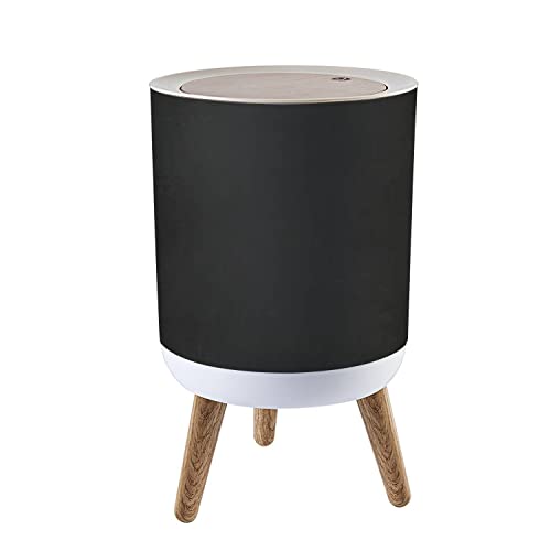 Image of Small Trash Can with Lid for Bathroom Kitchen Office Diaper elegant black old chalkboard texture distressed grunge borders soft Bedroom Garbage Trash Bin Dog Proof Waste Basket Cute Decorative