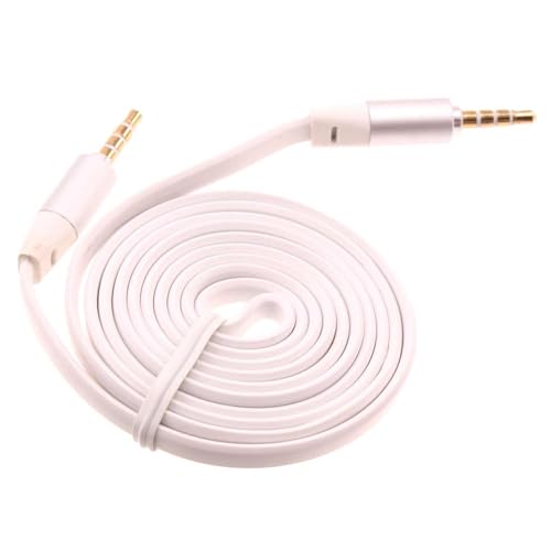 Cable auxiliar de audio plano 3.5mm blanco 3 pies miniatura 1