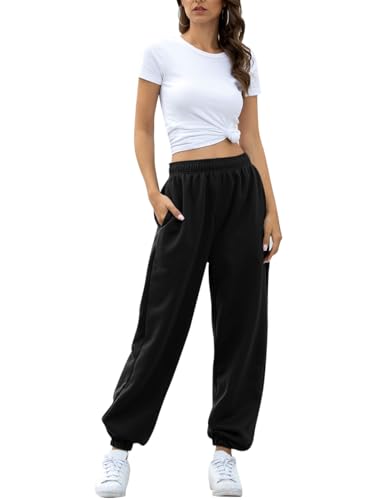 HeSaYep Women's High Waisted Sweatpants Workout Active Joggers Pants Baggy Lounge Bottoms