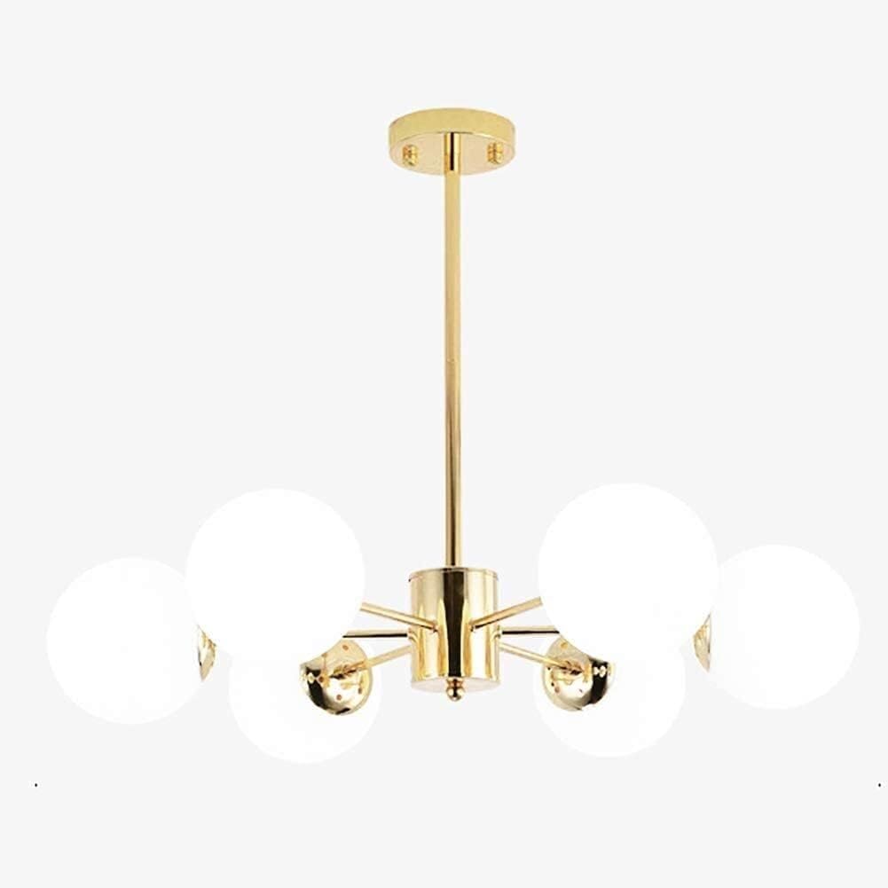 LMYFGHRD Nordic Contemporary E27 Frosted Glass Antique Pendant Light - 6-Light LED Chandelier for Living Room & Bedroom - Modern Home Decor Ceiling Fixture