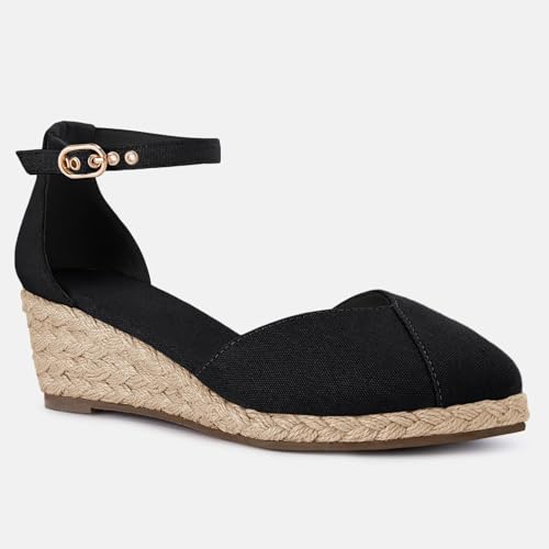 Image of Juliet Holy Womens Espadrilles Sandals Closed Toe Platform Ankle Strap Casual Summer Wedges