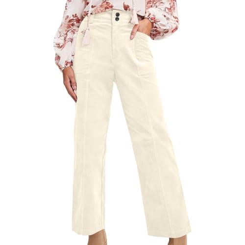 Pantalones de pana de mujer de cintura alta de moda,