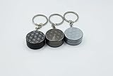 Flower Of Life Mini 2-Piece Metal Herb & Spice Novelty Keychain Grinder - Miniature 1.18 Inch Size (Black)