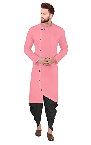 Image of Trustous Mens Cross Kurta Dhoti Set In Cotton