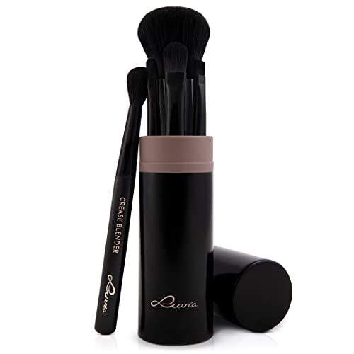 Set de pinceaux de maquillage Luvia, Set de voyage Espresso, 5 pinceaux cosmétiques véganes incluant un étui à pinceaux de maquillage