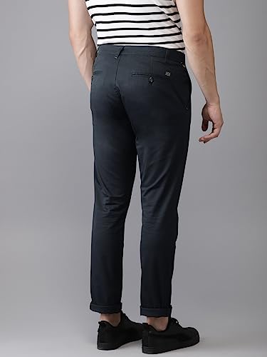 Image of The Indian Garage Co Men Slim Fit Solid Mid-Rise Stretchable Chinos