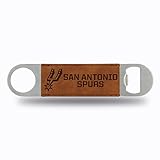 Rico Industries NBA San Antonio Spurs Brown Laser Engraved Bar Blade Faux Leather Laser Engraved Bar Blade - Great Beverage Accessory for Game Day