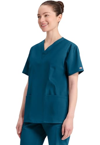 Image of Dickies Women's Jr. Fit V-Neck Scrub Top Multiple Patch Pockets