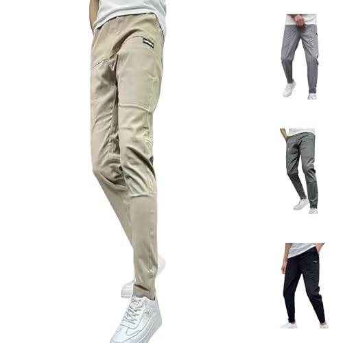 Men's Stretch Multi-Pocket Skinny Cargo Pants, Outdoor Casual Drawstring Joggers Pants Cargo Pants Work Pants for