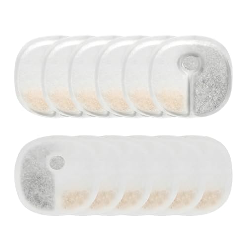 Filtro de fuente de agua para gatos, repuesto de triple filtración, 12 piezas de filtro dispensador de agua para perros, para interiores, viajes, perrera, cerámica, cuencos de acero inoxidable