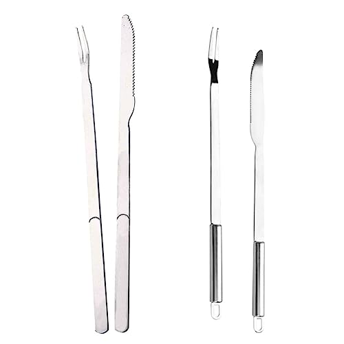 Set de 2 utensilios para barbacoa BESPORTBLE acero inoxidable miniatura 1