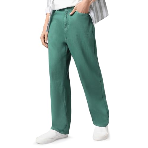 Image of Urbano Fashion Men's Loose Mid Rise Baggy Fit Washed Jeans Non-Stretchable