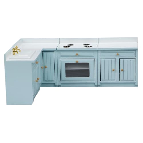 Juego de cocina para casa de muñecas escala 1/12 madera accesorio realista