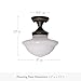 Design House Vintage-Inspired Schoolhouse Semi-Flush Mount Ceiling Light, 9 in x 9 in x 10 in, Oil-Rubbed Bronze, White Glass Shade, 507502