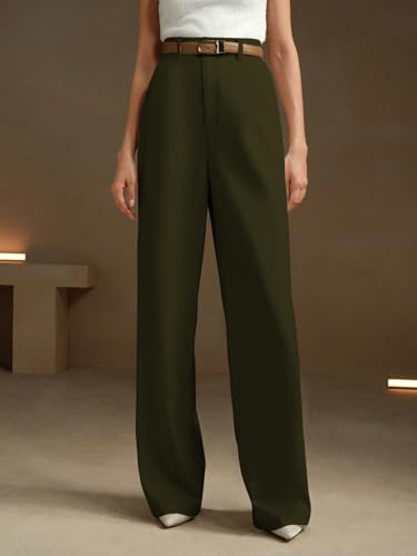 Image of KERI PERRY Trousers for Woman Pants Women's Formal Office Korean | Black Beige Track Pant | Straight | Cotton Spandex Stretchable Trouser | High-Waisted Bottom Wear