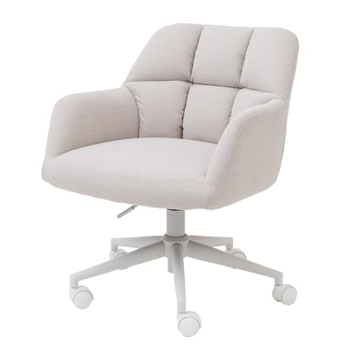 ヤマソロ オフィスチェア デスクチェア 椅子 ファブリック ネップ調 チェア おしゃれ ネージュ 42-386 (キャスター, ソフトアイボリー)