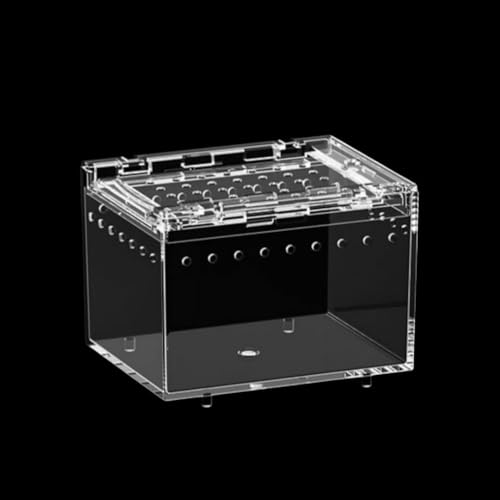レプタイルボックス 爬虫類 飼育ケース 虫かご 大 透明アクリル飼料箱 レプタイルボックス ワイド レオパ ケージ 両生類通気性防走蓋スライド式餌箱 サソリ クモ カエル カメ ゲッコ カマキリ ヘビ エンクロージャ 隔離ボックス (透明, 10*8*7c