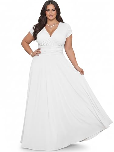 Image of KOH KOH Womens Sexy Cap Short Sleeve V-Neck Flowy Cocktail Gown
