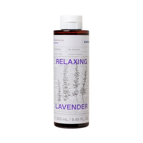 KORRES RELAXING LAVENDER gel de ducha con fragancia de lavanda para hombres y mujeres, para un ritual nocturno relajante y calmante, vegano, 250 ml