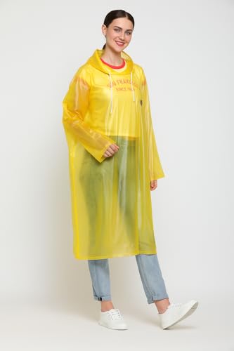 Image of Waterproof Unisex Raincoat | Hooded Full Sleeves Outdoor Poncho for Men, Women, Boys & Girls | Disposable Poncho Raingear Travel Rainsuit Barsaati Durable PVC Rainwear for Camping, Hiking, Travelling