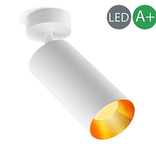 Xodzasg Lámpara de techo LED?foco ajustable de 360°,plafón con focos,luz de techo de montaje en superficie?Metal aluminio,negro,10W (blanco oro+blanco cálido)